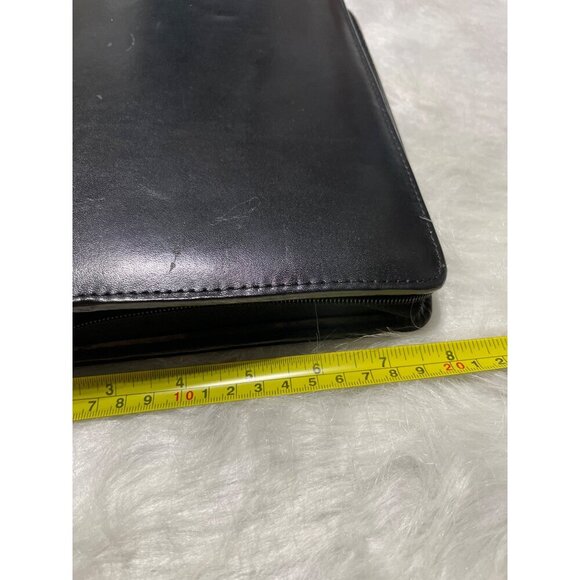 Black Leather Zippered Binder Planner With Card Slots & Ring Binder For Office O - Picture 9 of 9